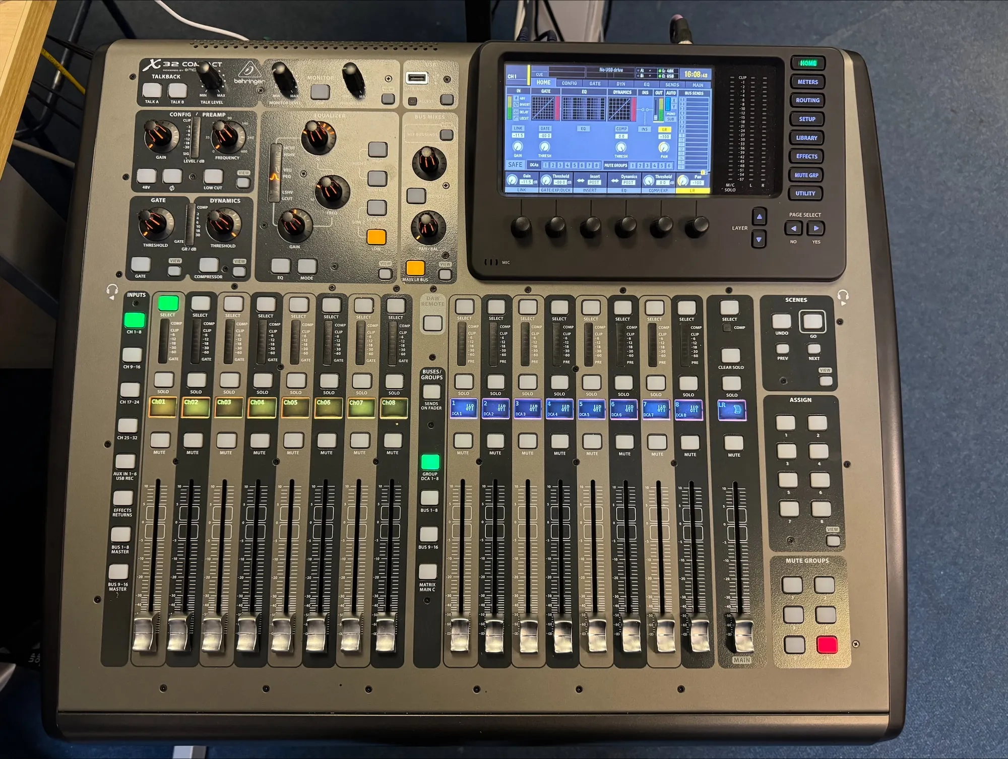 The new mixing desk set up in the school hall