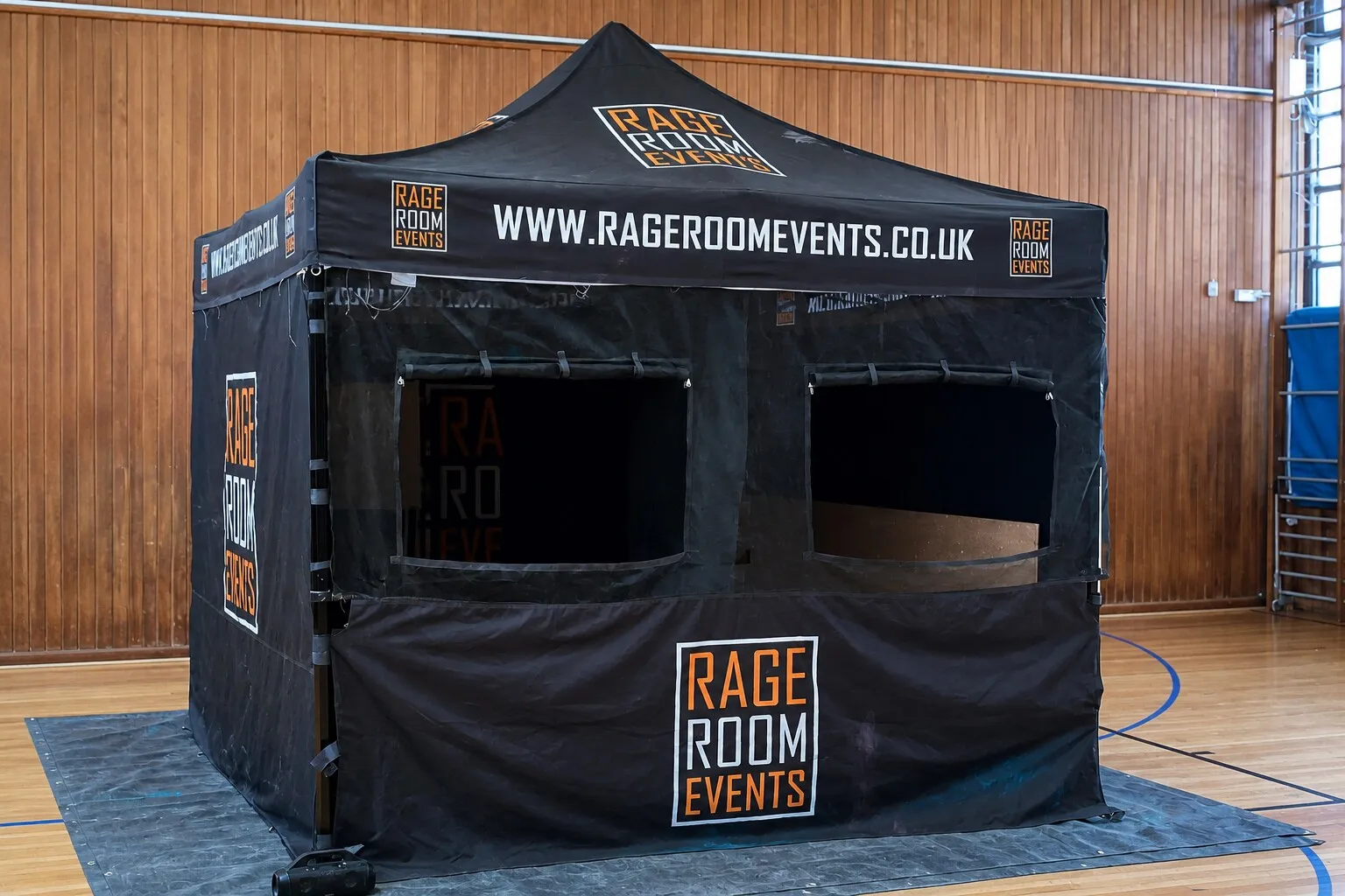 The Rage Room Events stall set up for the Young Carers activity